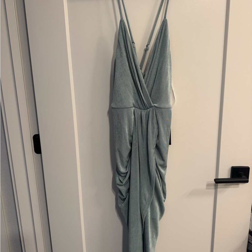 Lulu's Soft Blue Draped Dress
